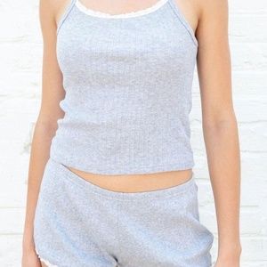 Brandy Melville Grey Belle Ribbed Lace Set